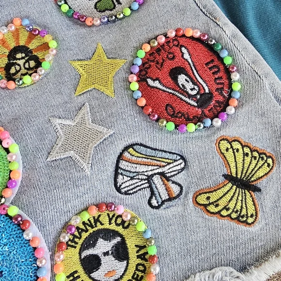 Vibrant Embellished Denim Skirt - Picture 9 of 12